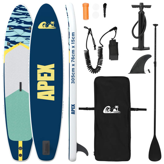 vidaXL Φουσκωτή σανίδα SUP APEX 305 x 76 x 15 cm Μπλε για