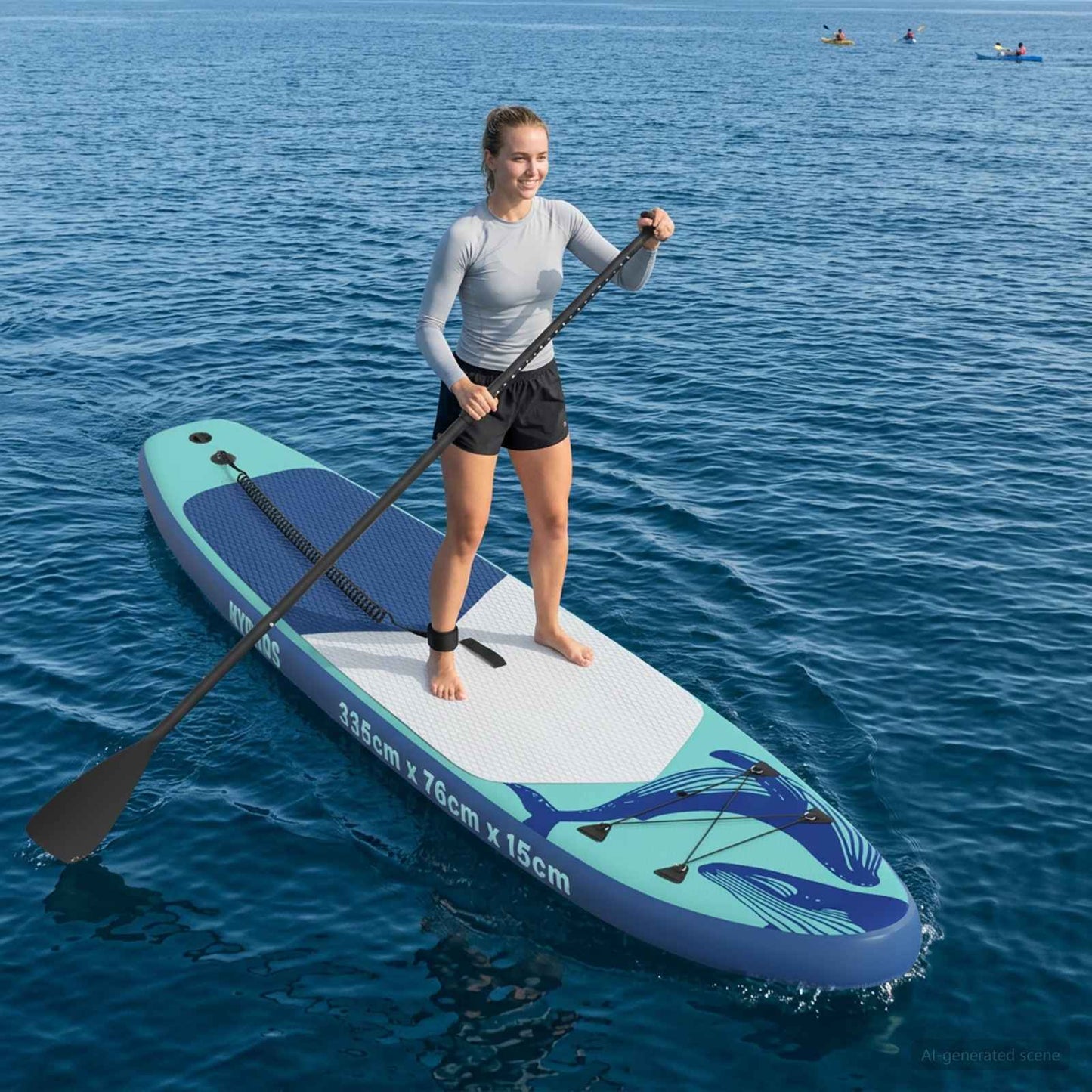 vidaXL Φουσκωτό Σανίδα Κωπηλασίας HYDROS 335 x 76 x 15 εκ. Τιρκουάζ