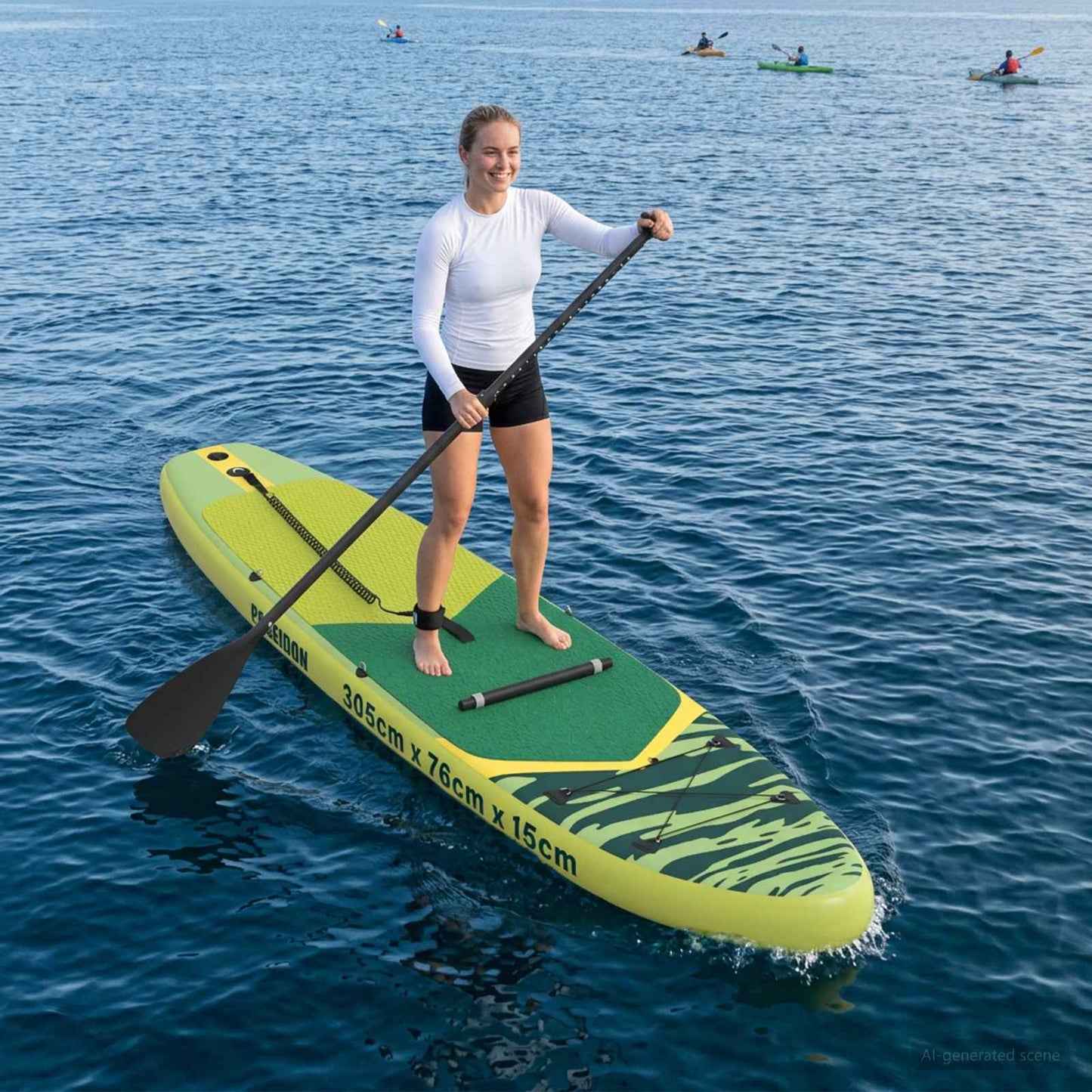 vidaXL SUP Board με κάθισμα 2 σε 1 POSEIDON 305 x 76 x 15 cm Πράσινο