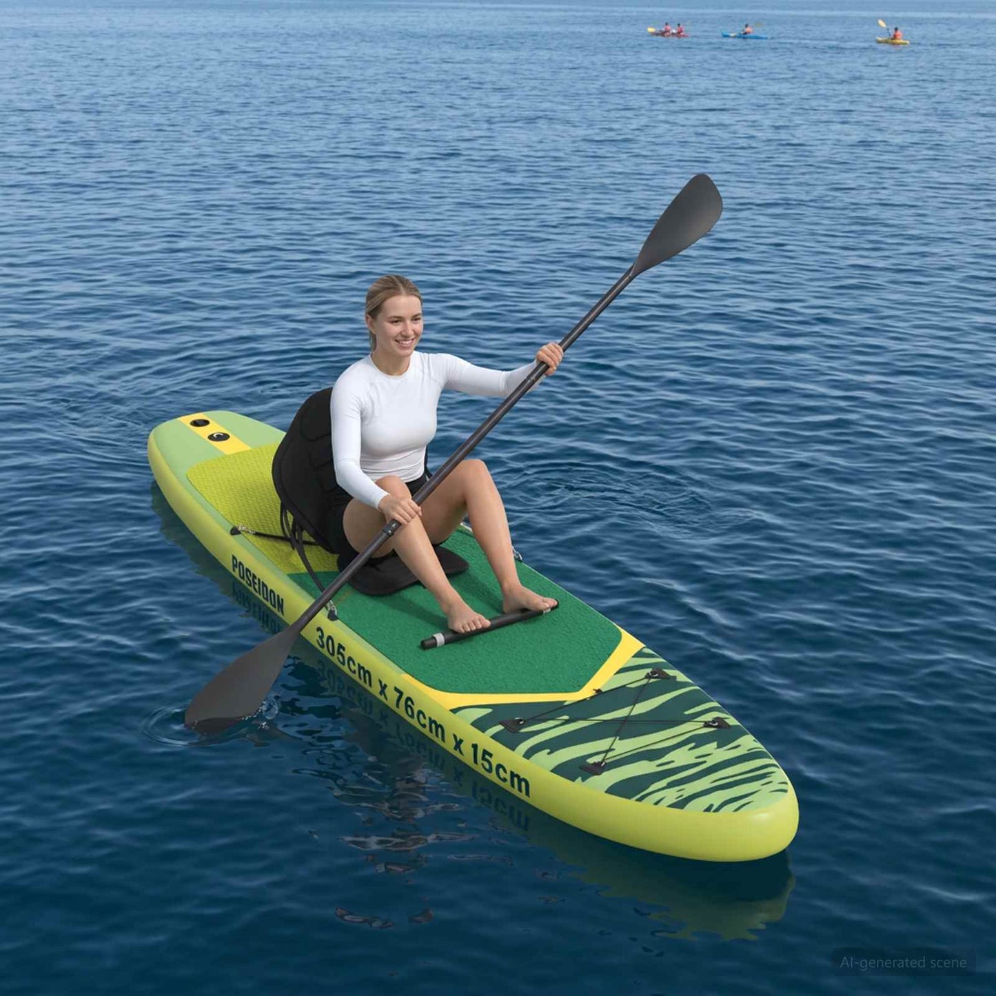vidaXL SUP Board με κάθισμα 2 σε 1 POSEIDON 305 x 76 x 15 cm Πράσινο