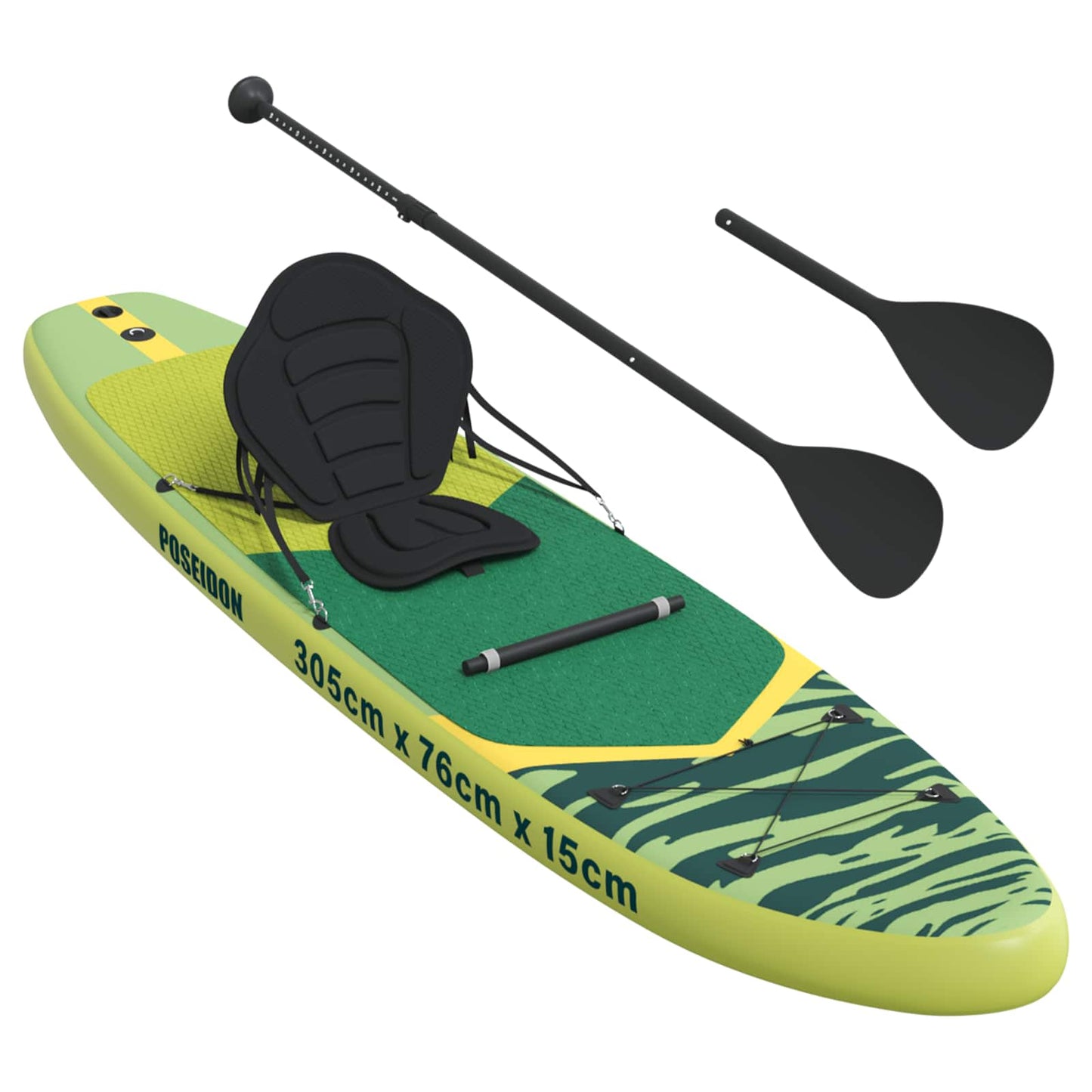 vidaXL SUP Board με κάθισμα 2 σε 1 POSEIDON 305 x 76 x 15 cm Πράσινο