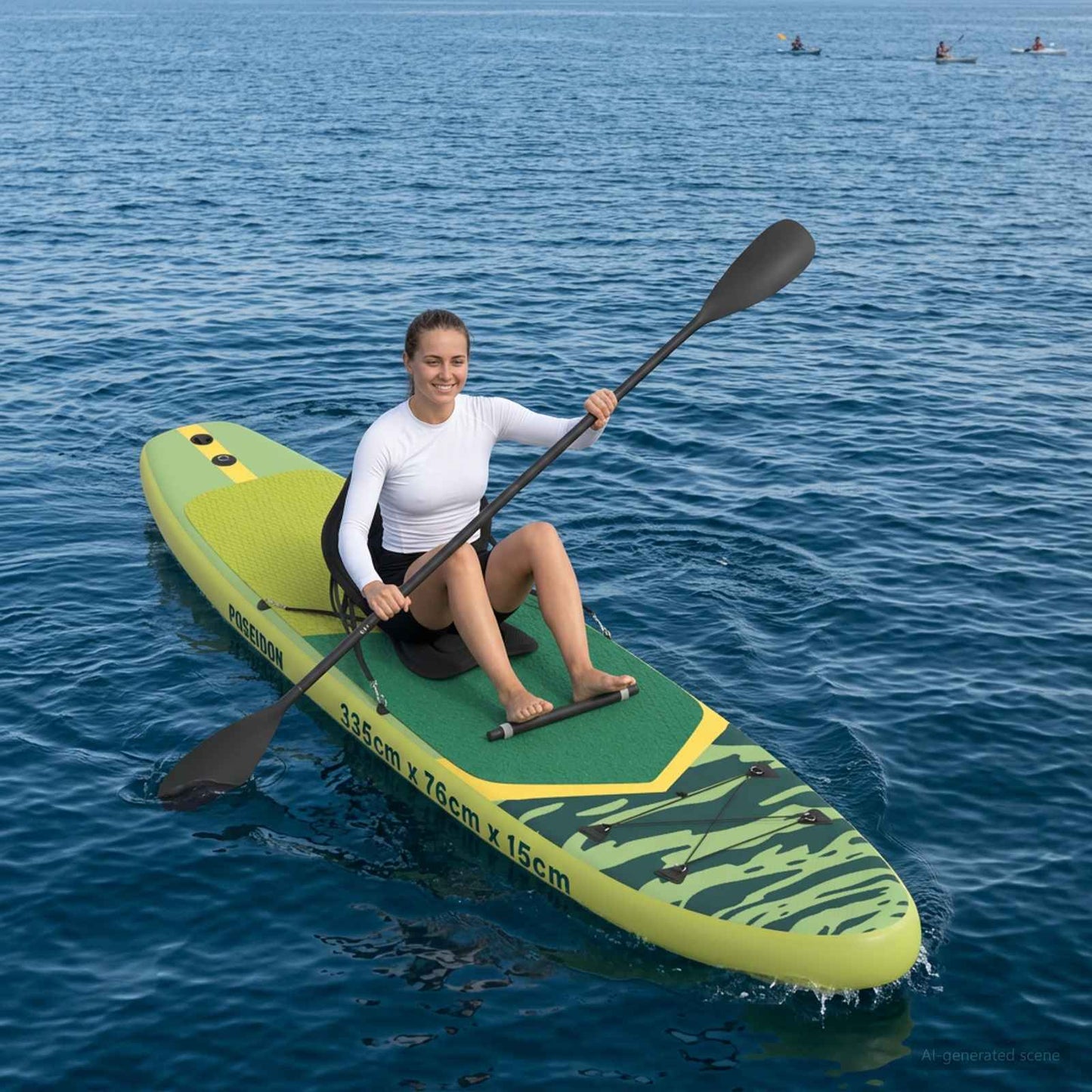vidaXL SUP Board με κάθισμα 2 σε 1 POSEIDON 335 x 76 x 15 εκ. Πράσινο