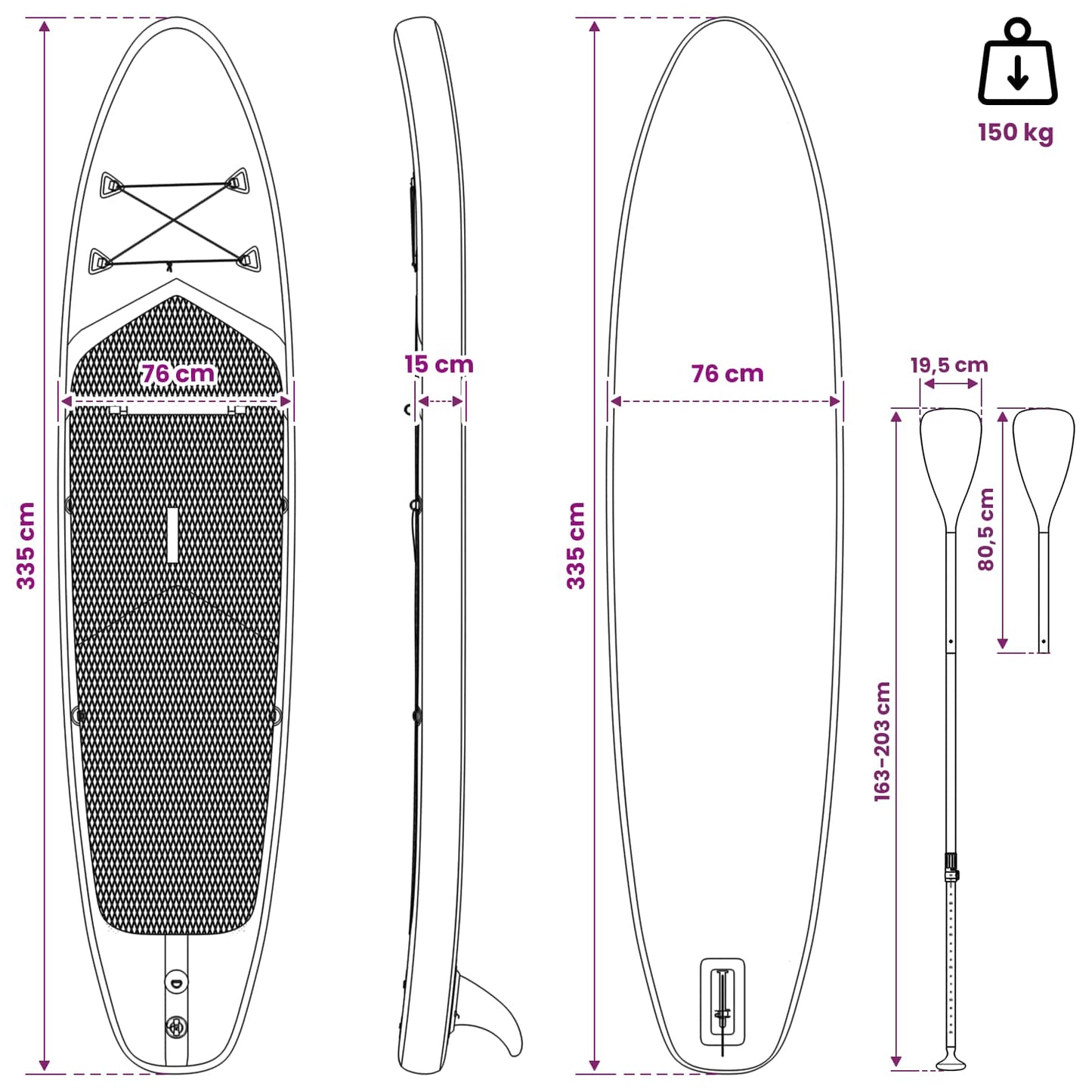 vidaXL SUP Board με κάθισμα 2 σε 1 TRITON 335 x 76 x 15 εκ. Μπλε