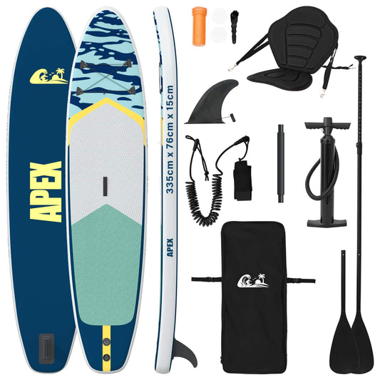 vidaXL SUP Board με κάθισμα 2 σε 1 APEX 335 x 76 x 15 εκ. Μπλε