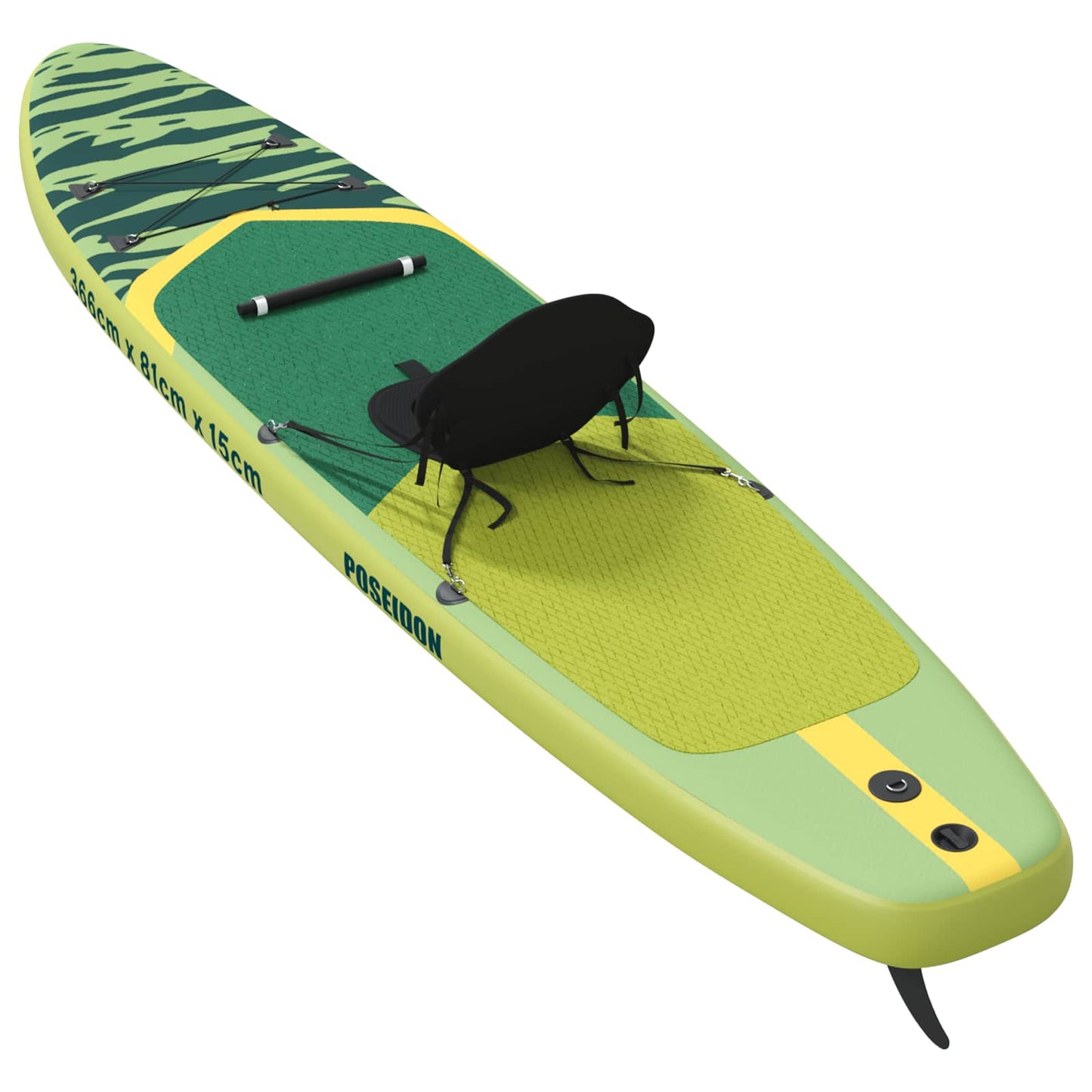 vidaXL SUP Board με κάθισμα 2 σε 1 POSEIDON 366 x 81 x 15 εκ Πράσινο