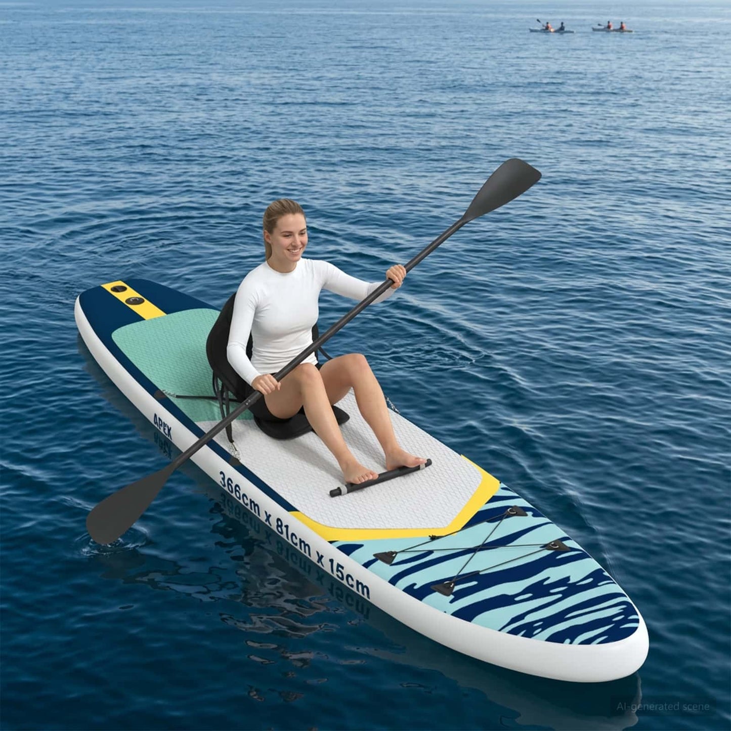 vidaXL SUP Board με κάθισμα 2 σε 1 APEX 366 x 81 x 15 εκ Μπλε για