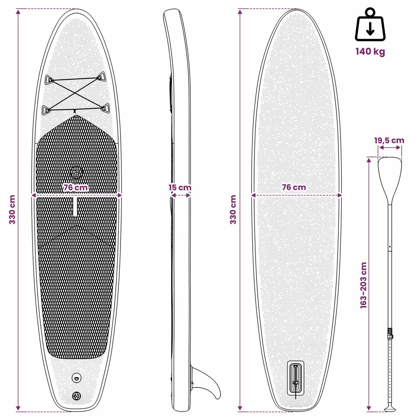 vidaXL Φουσκωτό SUP Board με Ιστιοφορία HYDROS 330 x 76 x 15 εκ