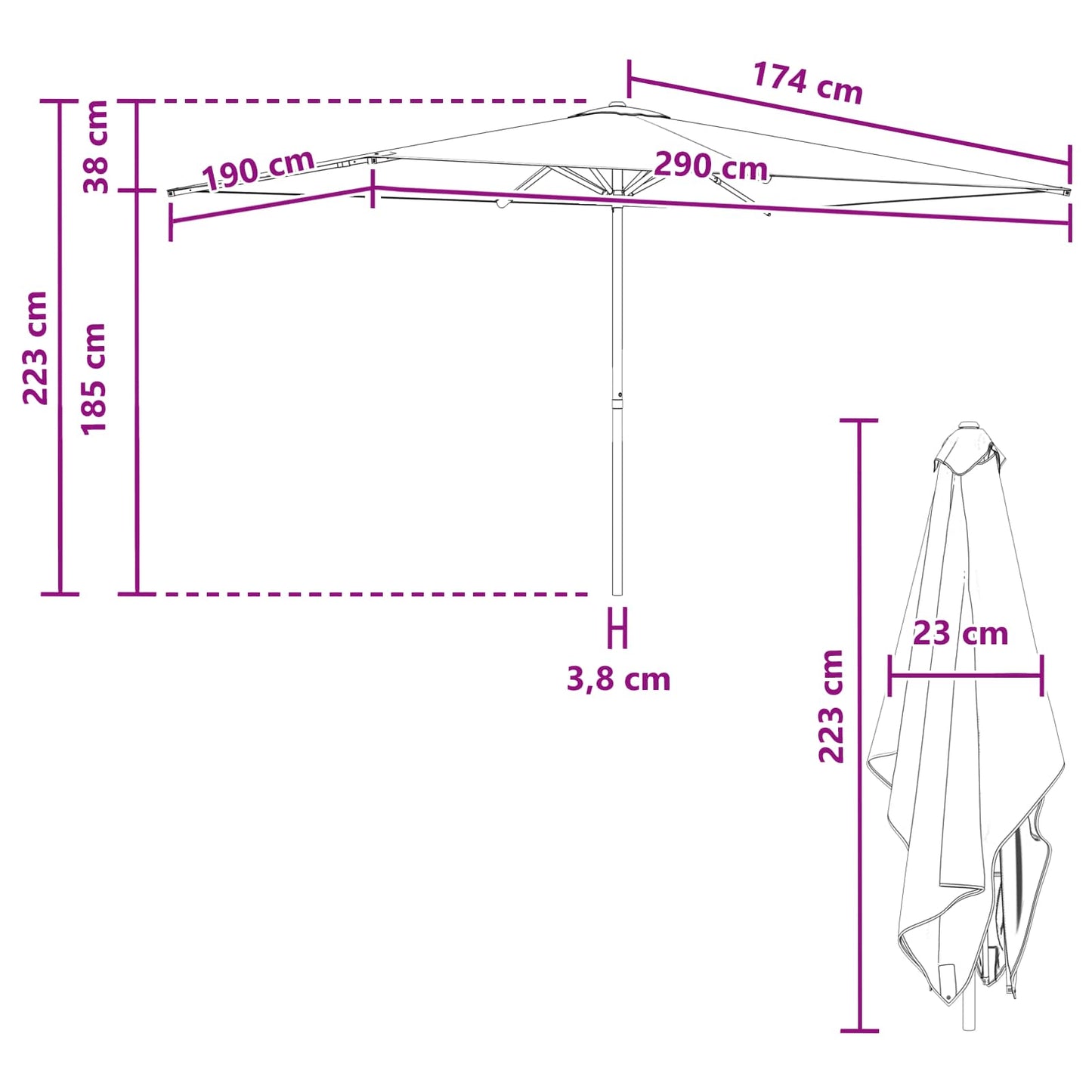 vidaXL Ομπρέλα Κήπου 200 x 300 cm Πολυεστέρας Ορθογώνιος