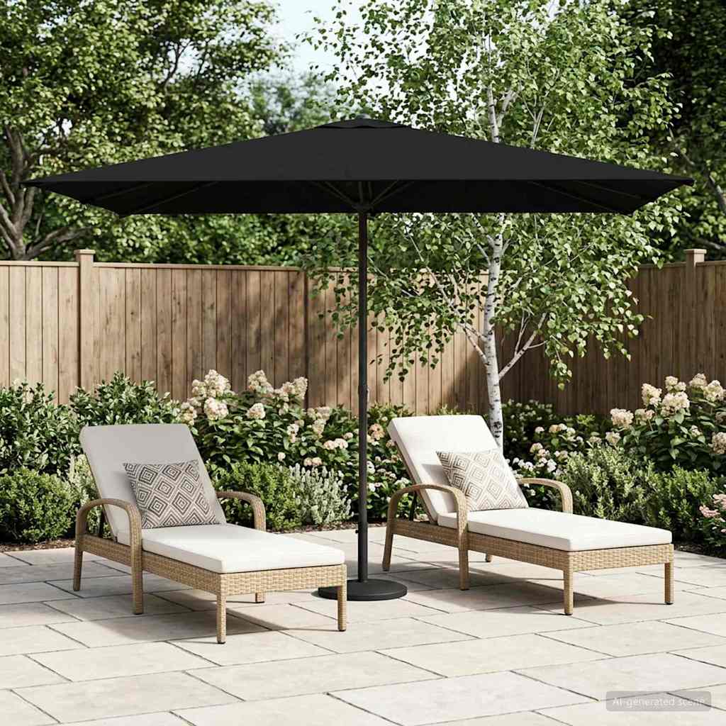 vidaXL Ομπρέλα Κήπου 200 x 300 cm Πολυεστέρας Ορθογώνιος Μαύρο