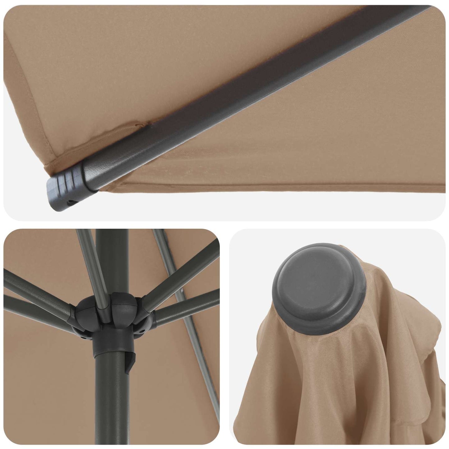 vidaXL Ομπρέλα Κήπου με Βάση 200 x 300 cm Πολυεστέρας Ορθογώνιος Taupe