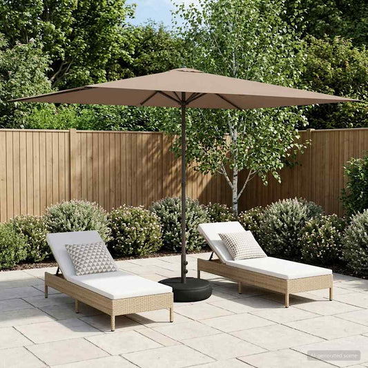 vidaXL Ομπρέλα Κήπου με Βάση 200 x 300 cm Πολυεστέρας Ορθογώνιος Taupe