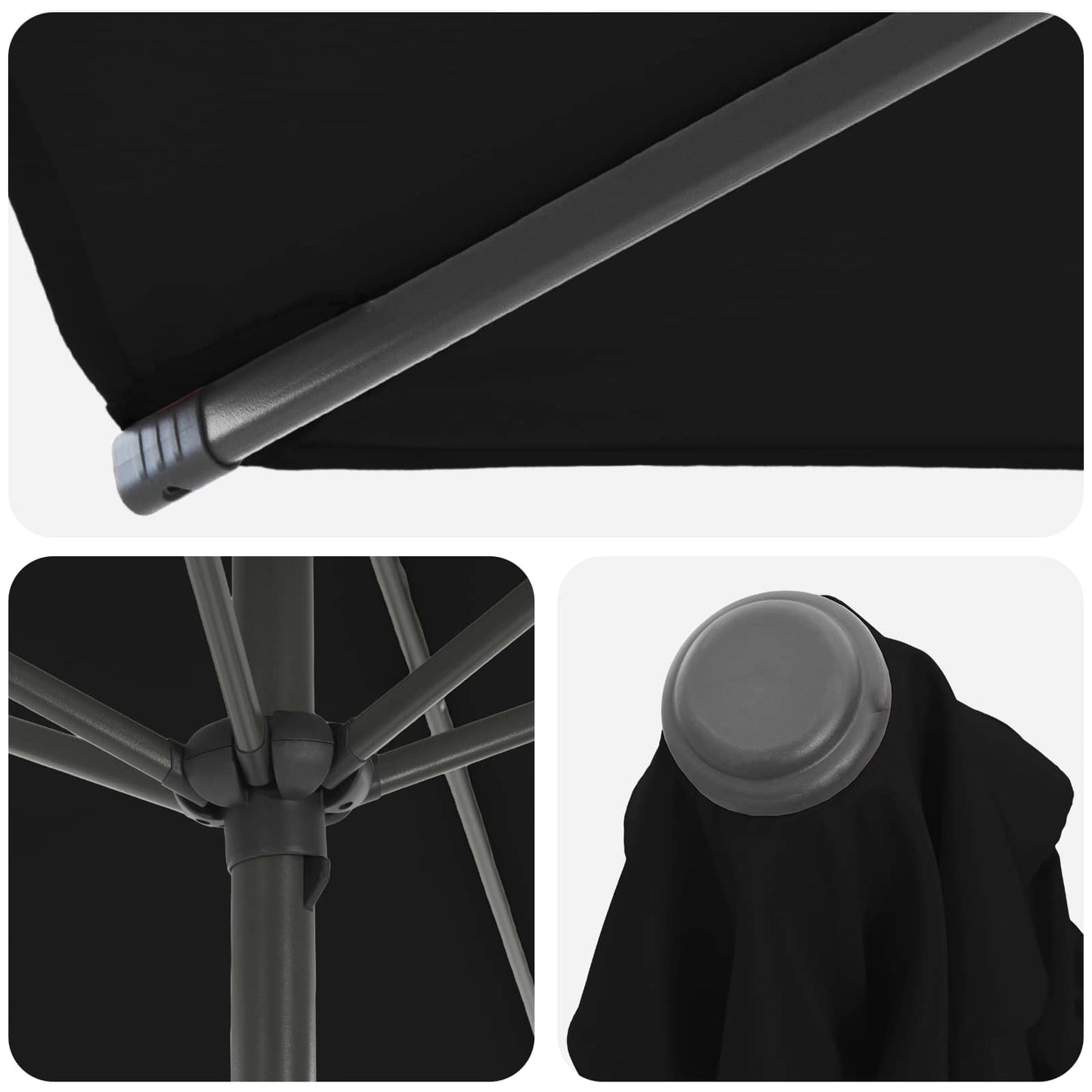 vidaXL Ομπρέλα Κήπου με Βάση 300 x 300 cm Πολυεστέρας Ορθογώνιος Μαύρο