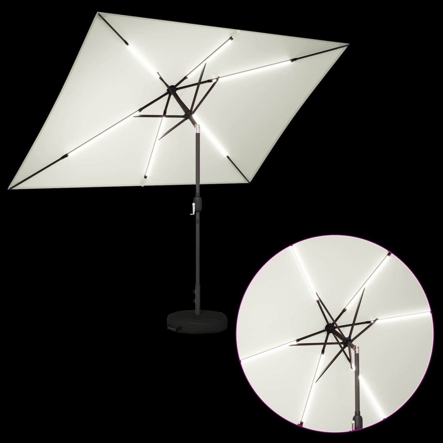 vidaXL Ομπρέλα Κήπου με LED Φώτα και Βάση 200 x 300 cm Πολυεστέρας