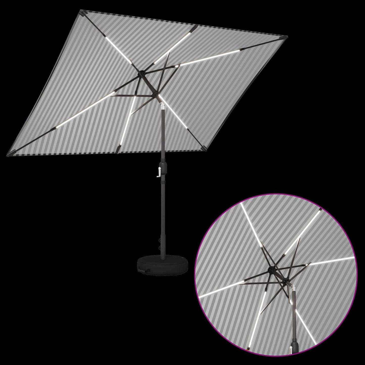 vidaXL Ομπρέλα Κήπου με LED Φώτα και Βάση 200 x 300 cm Πολυεστέρας