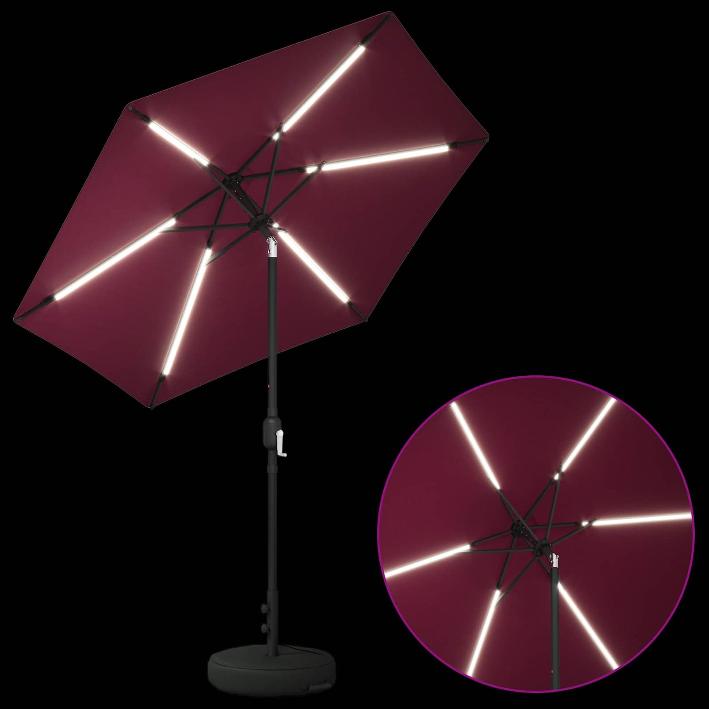 vidaXL Ομπρέλα Κήπου με LED Φώτα και Βάση 230 x 230 εκ Πολυεστέρας