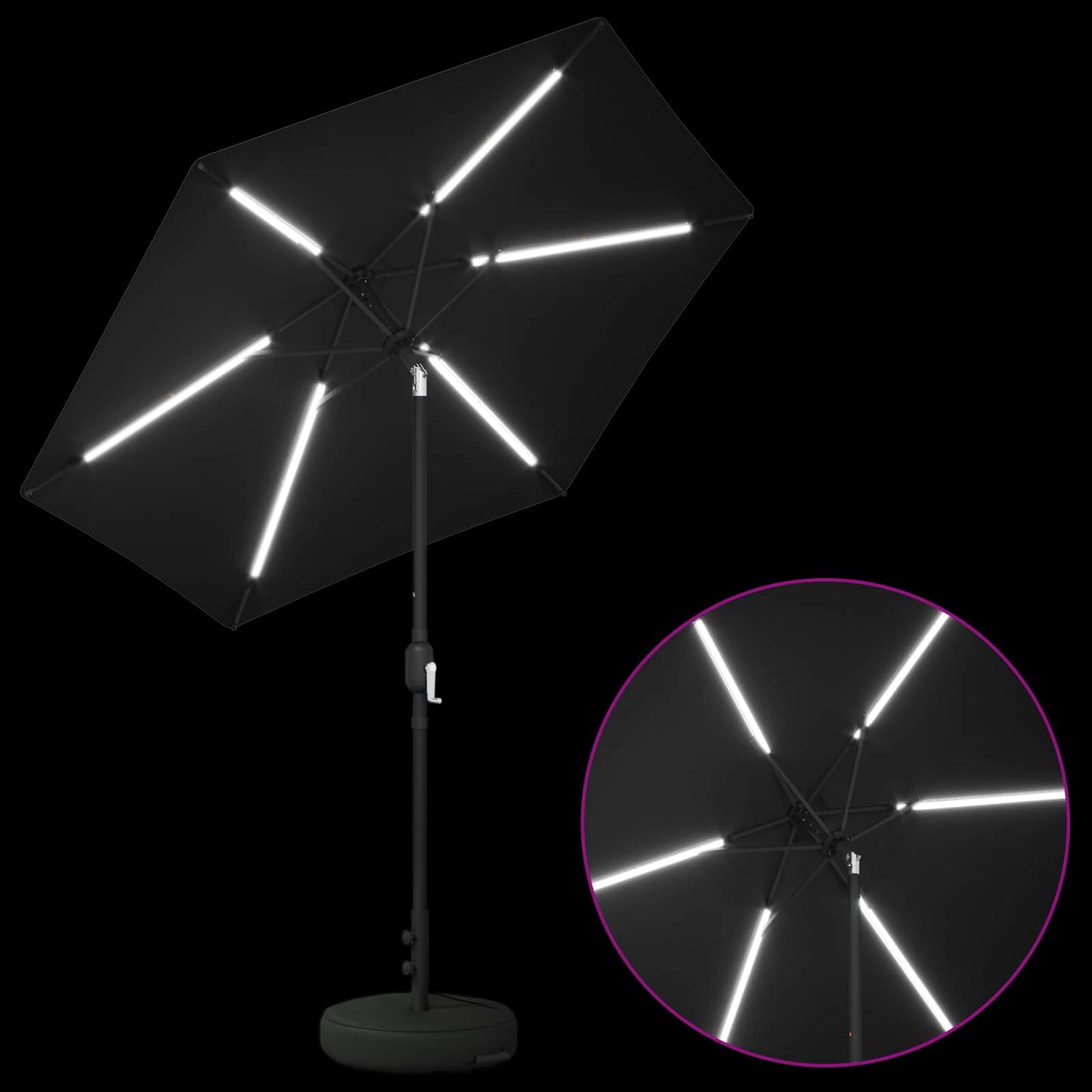 vidaXL Ομπρέλα Κήπου με LED Φώτα και Βάση 230 x 230 εκ Πολυεστέρας