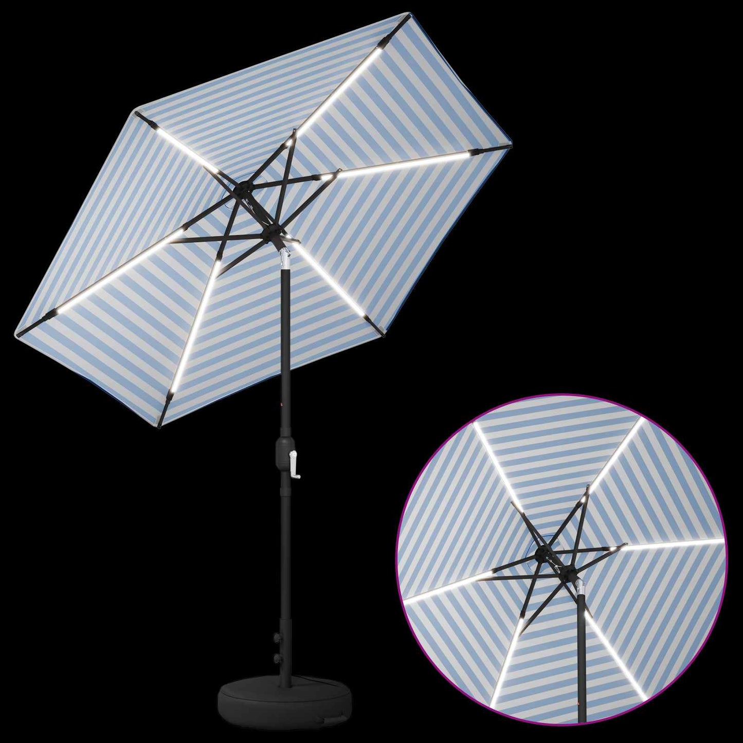 vidaXL Ομπρέλα Κήπου με LED Φώτα και Βάση 230 x 230 εκ Πολυεστέρας