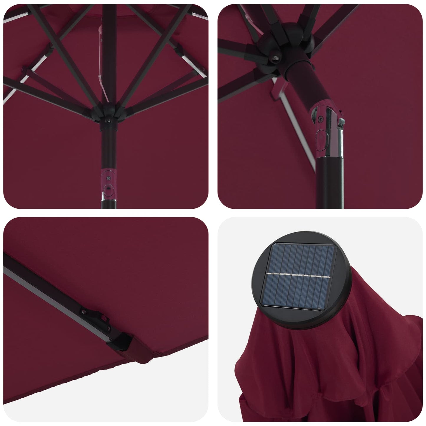 vidaXL Ομπρέλα Κήπου με LED Φώτα και Βάση 270 x 270 εκ Πολυεστέρας