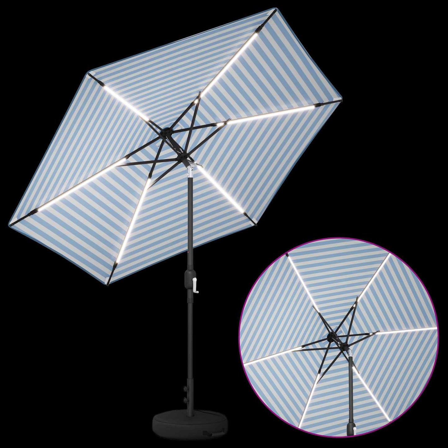 vidaXL Ομπρέλα Κήπου με LED Φώτα και Βάση 270 x 270 εκ Πολυεστέρας