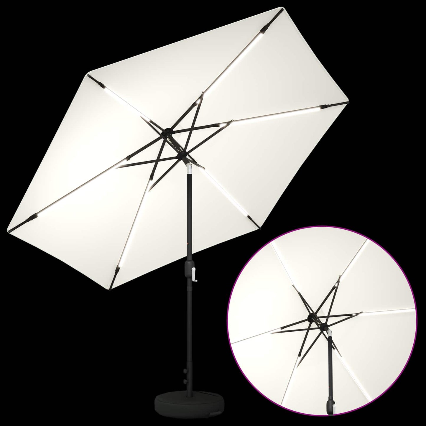 vidaXL Ομπρέλα Κήπου με LED Φώτα και Βάση 300 x 300 cm Πολυεστέρας