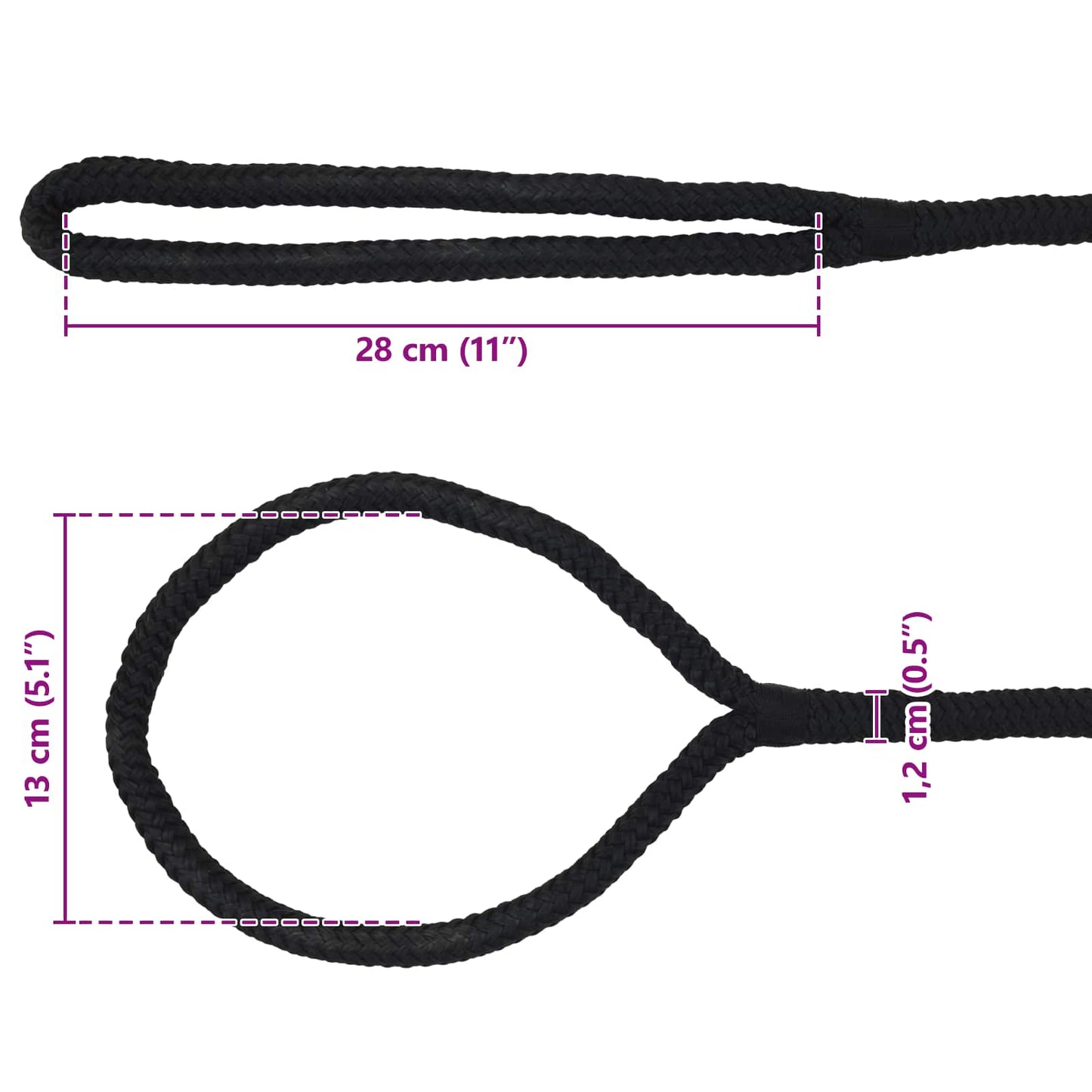 vidaXL Σχοινί Boat 12 mm 9 m Μαύρο Πολυεστέρας