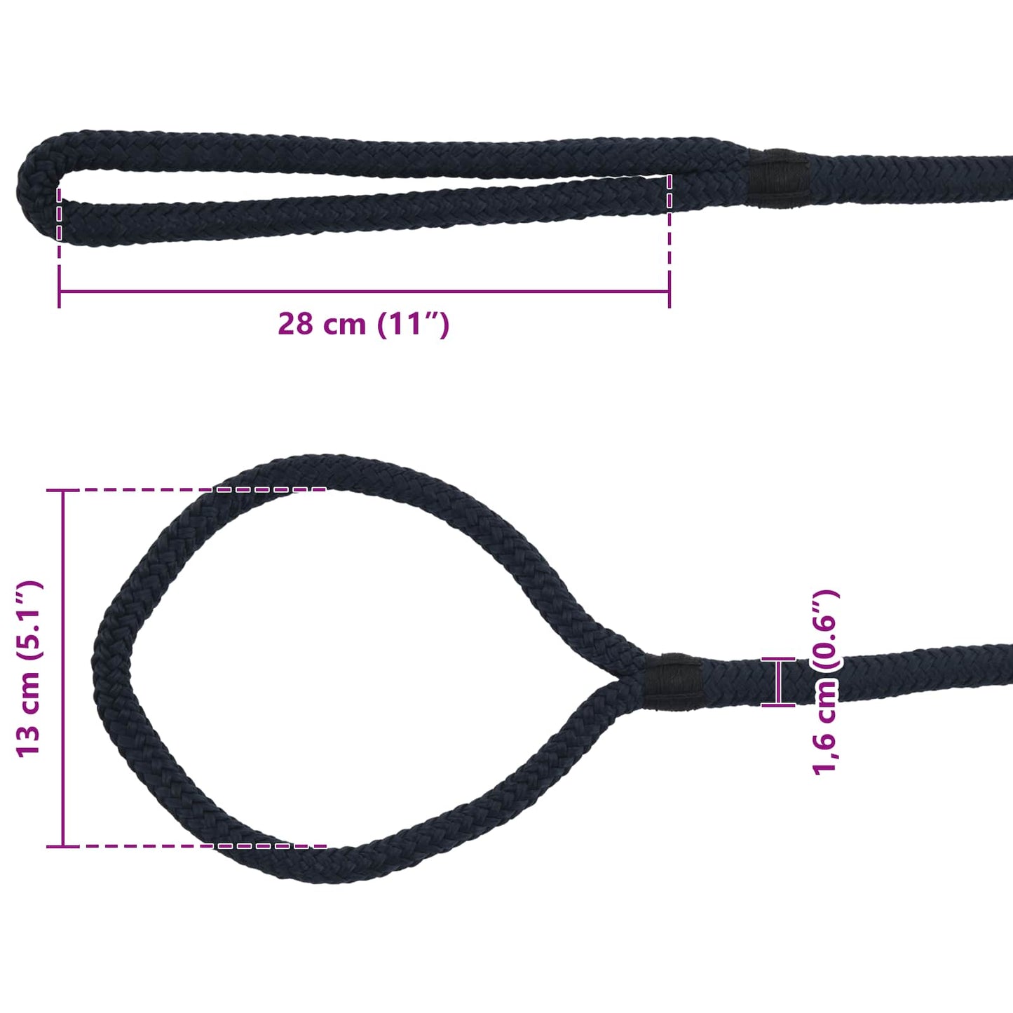 vidaXL Σχοινί Boat 16 mm 15 m Βασιλικό Μπλε Πολυεστέρας