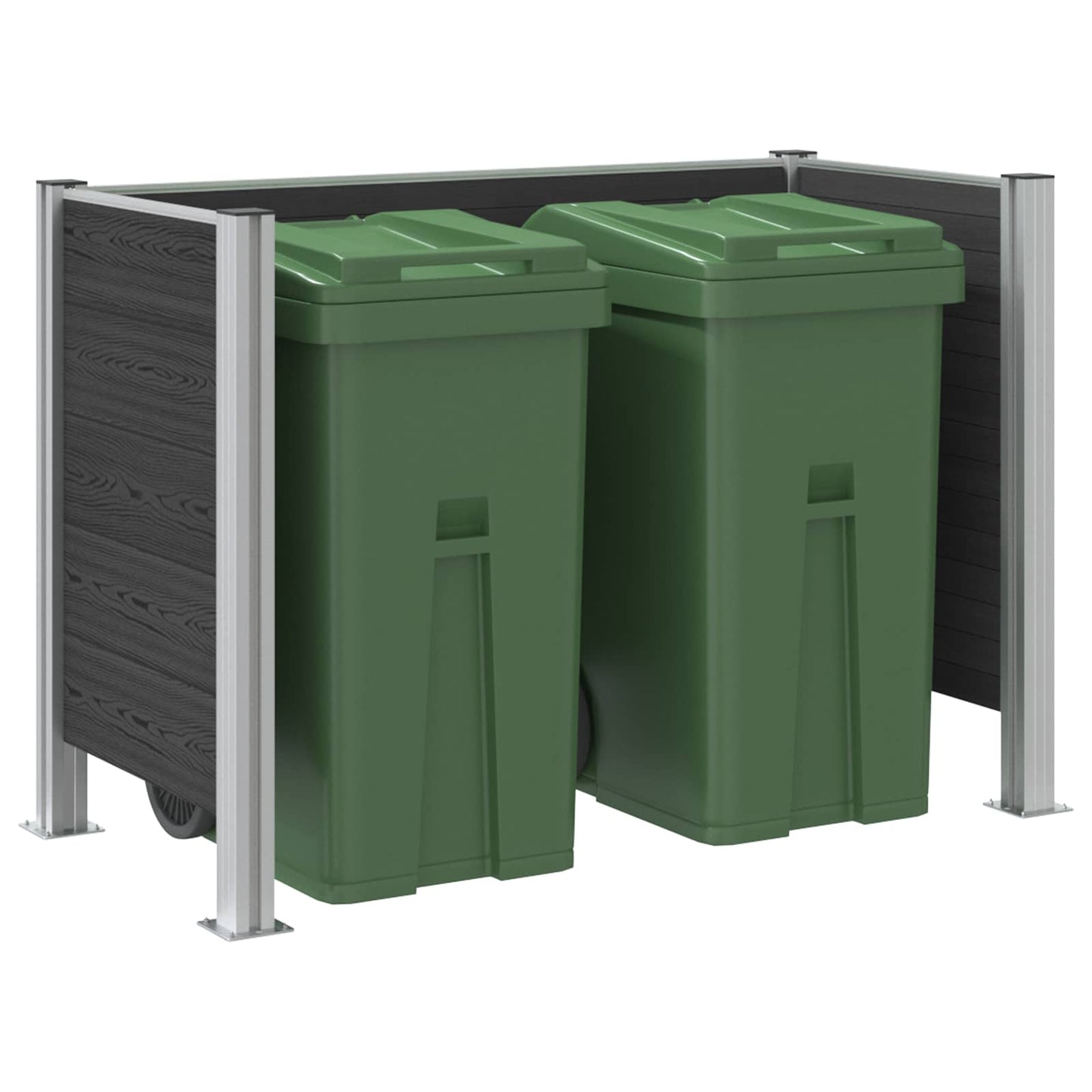 vidaXL Φράχτης Σκουπιδιών Γκρι 161 x 85 x 115 εκ Αλουμίνιο και WPC