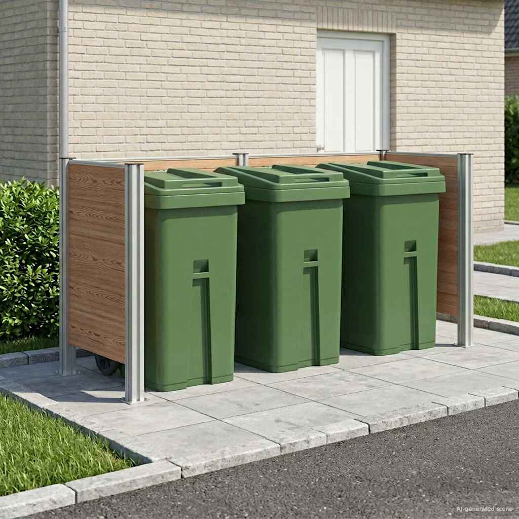vidaXL Φράχτης Σκουπιδιών Καφέ 237 x 85 x 115 εκ Αλουμίνιο και WPC