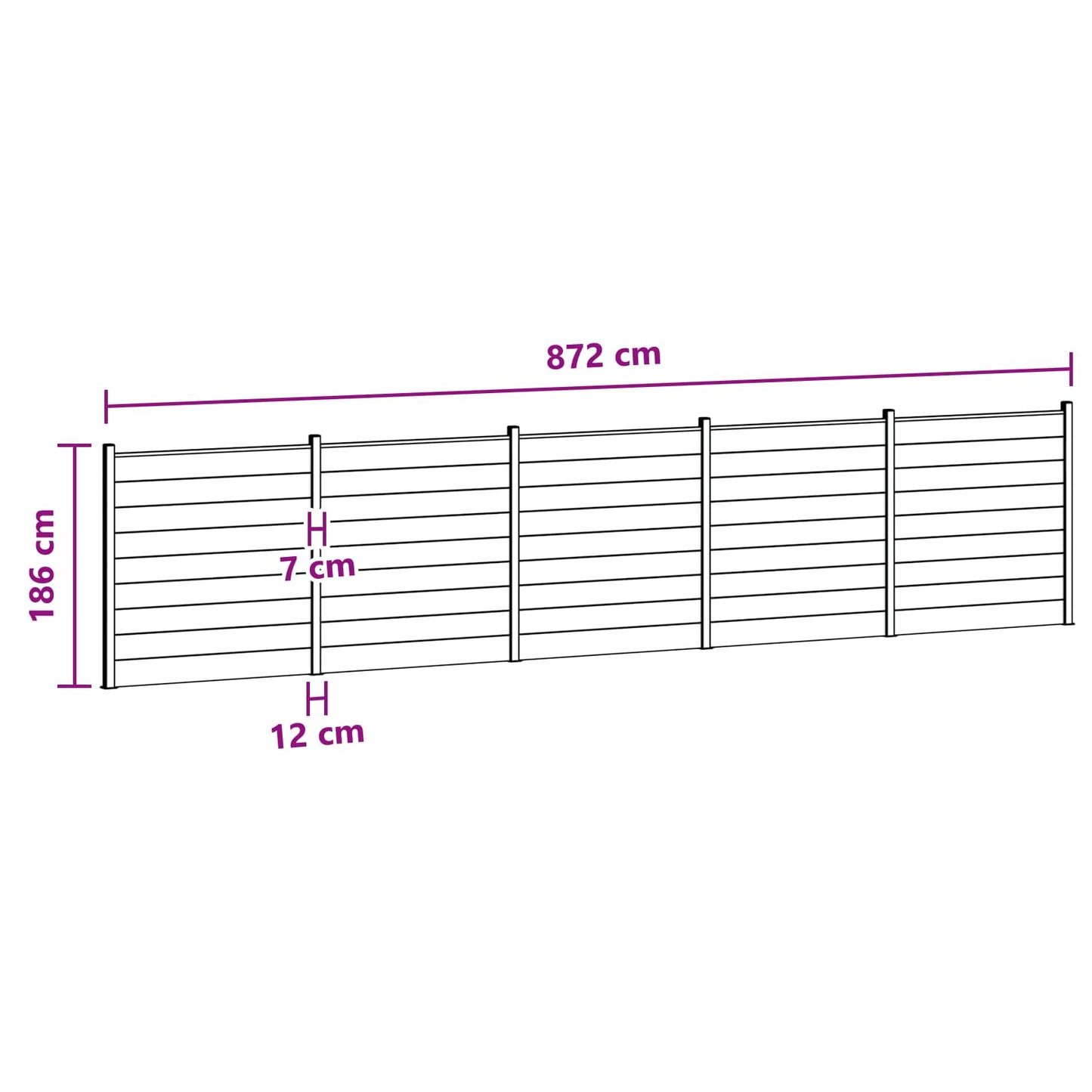 vidaXL Σετ Φράχτη 5 τμχ. 872 x 186 cm WPC και Αλουμίνιο Γκρι