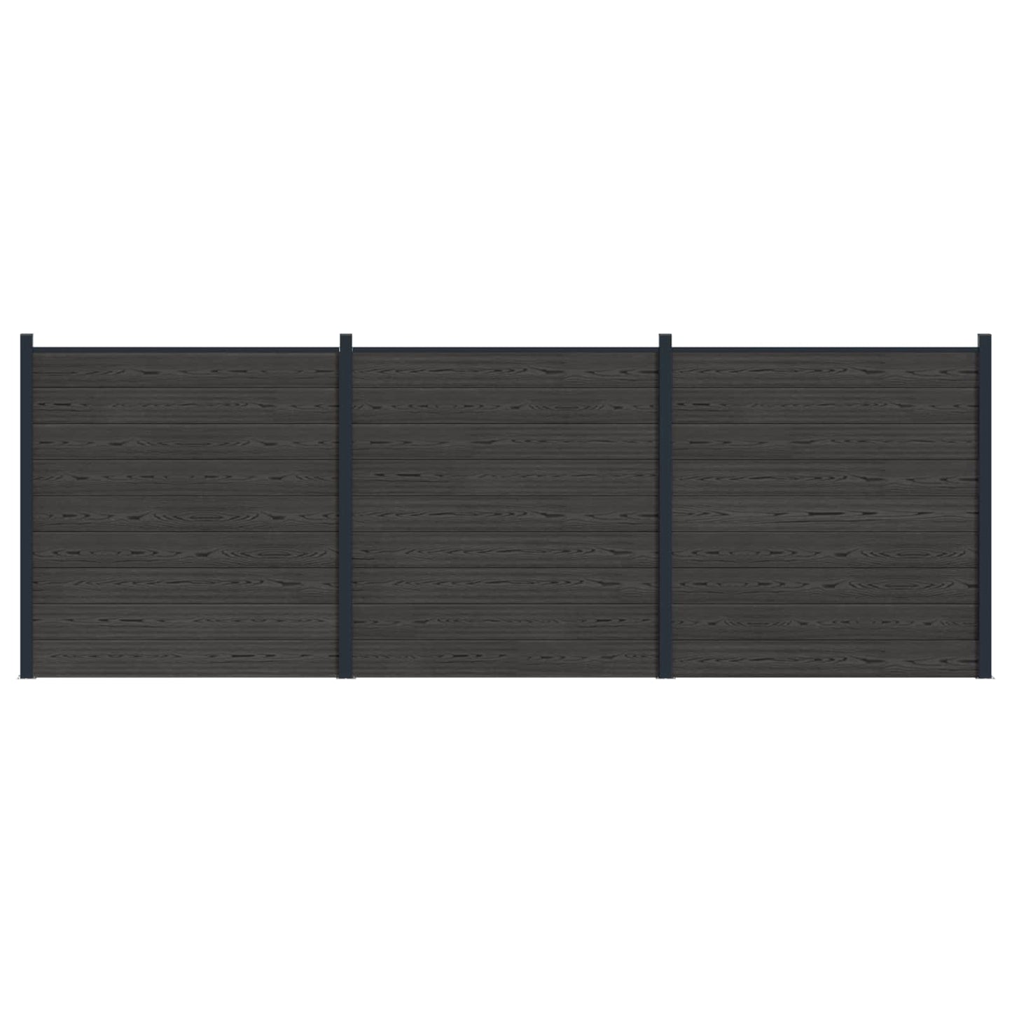 vidaXL Σετ Φράχτη 3 τμχ. 526 x 186 cm WPC και Αλουμίνιο Μαύρο