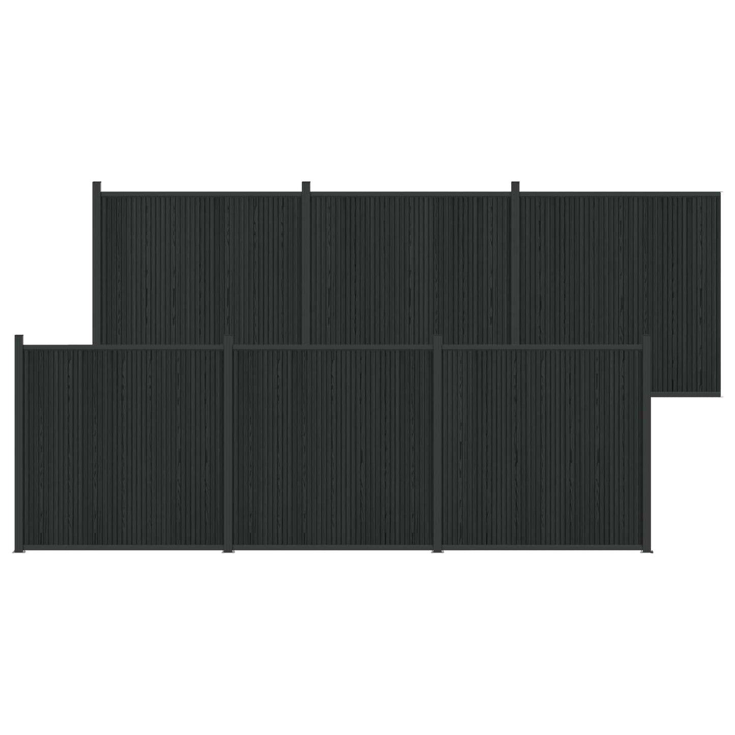 vidaXL Πάνελ Φράχτη 6 τμχ. 1055 x 186,5 εκ WPC και Αλουμίνιο Μαύρο