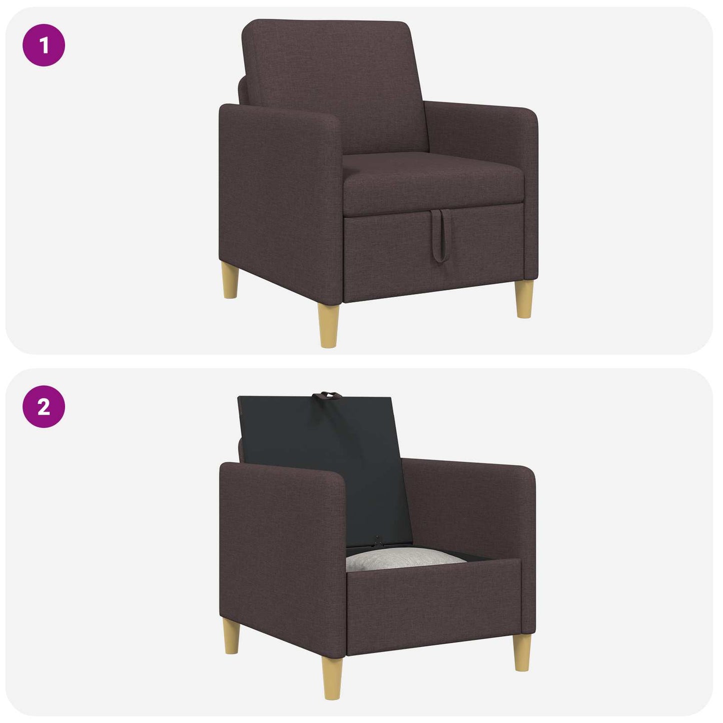 vidaXL Καναπές με Αποθήκευση Σκούρο Καφέ 72 x 78 x 87 εκ. Πολυεστέρας