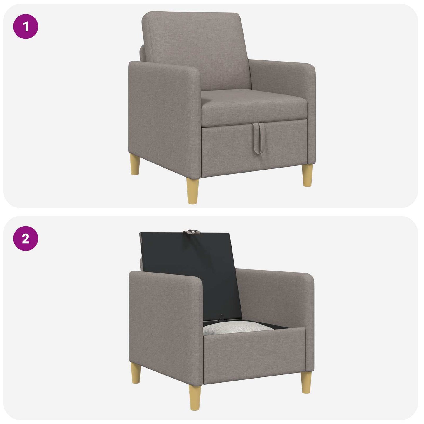 vidaXL Καναπές με Αποθήκευση Taupe 72 x 78 x 87 εκ. Πολυεστέρας