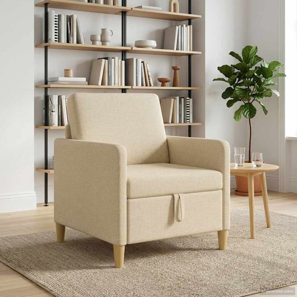 vidaXL Καναπές με Αποθήκευση Κρεμ 72 x 78 x 87 εκ. Πολυεστέρας