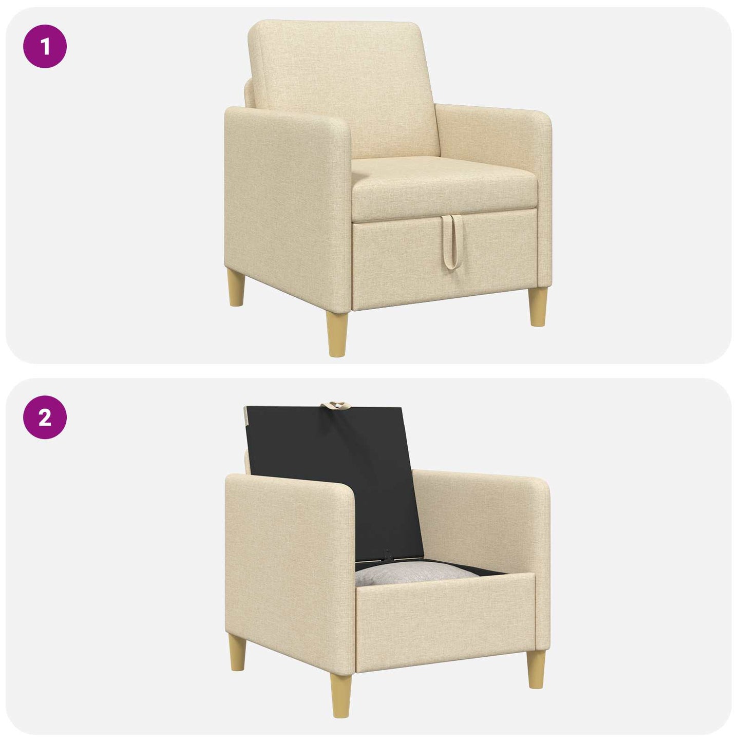 vidaXL Καναπές με Αποθήκευση Κρεμ 72 x 78 x 87 εκ. Πολυεστέρας