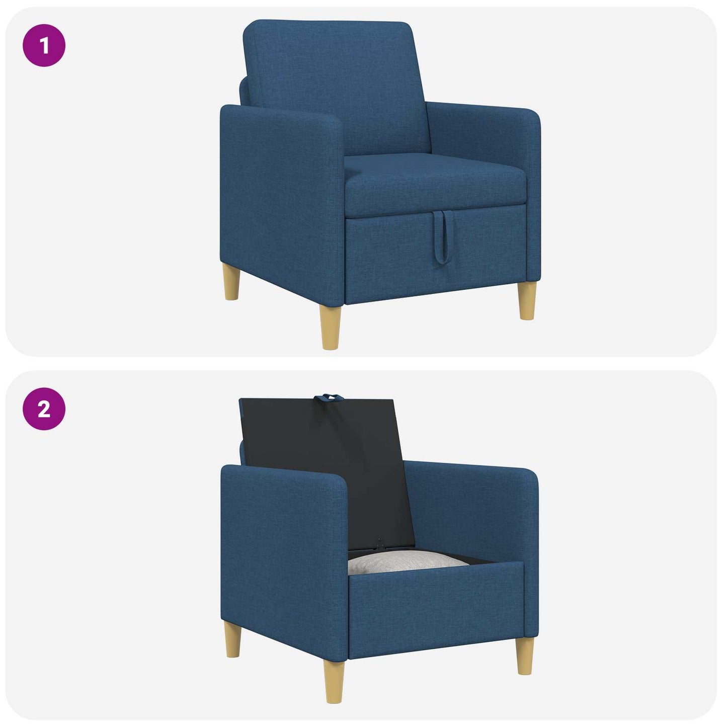 vidaXL Καναπές με Αποθήκευση Μπλε 72 x 78 x 87 εκ. Πολυεστέρας