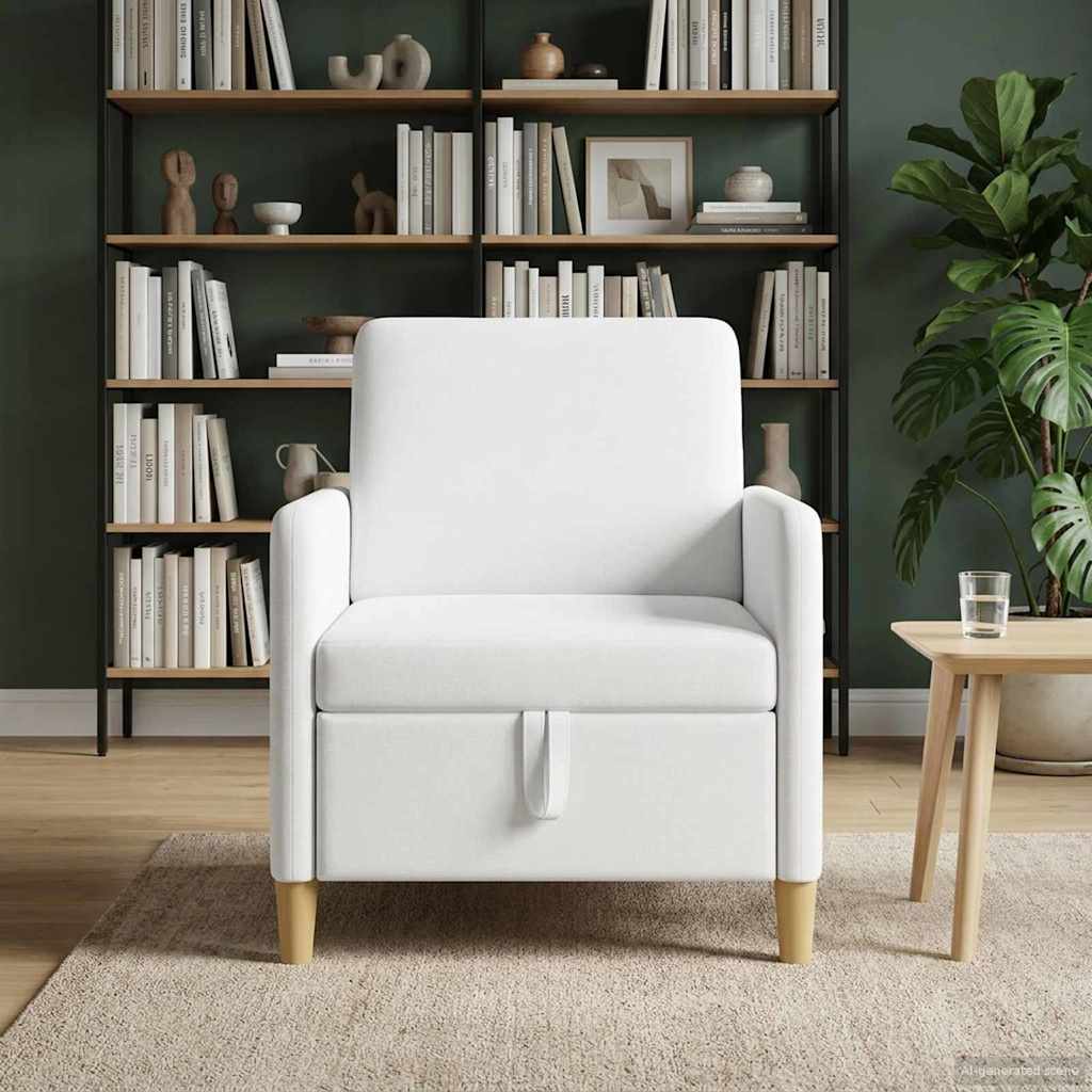 vidaXL Καναπές με Αποθήκευση Λευκό 72 x 78 x 87 εκ. Πολυεστέρας
