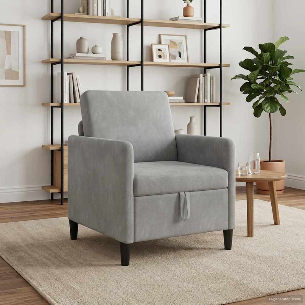vidaXL Καναπές με Αποθήκευση Ανοιχτό γκρι 72 x 78 x 87 εκ. Πολυεστέρας