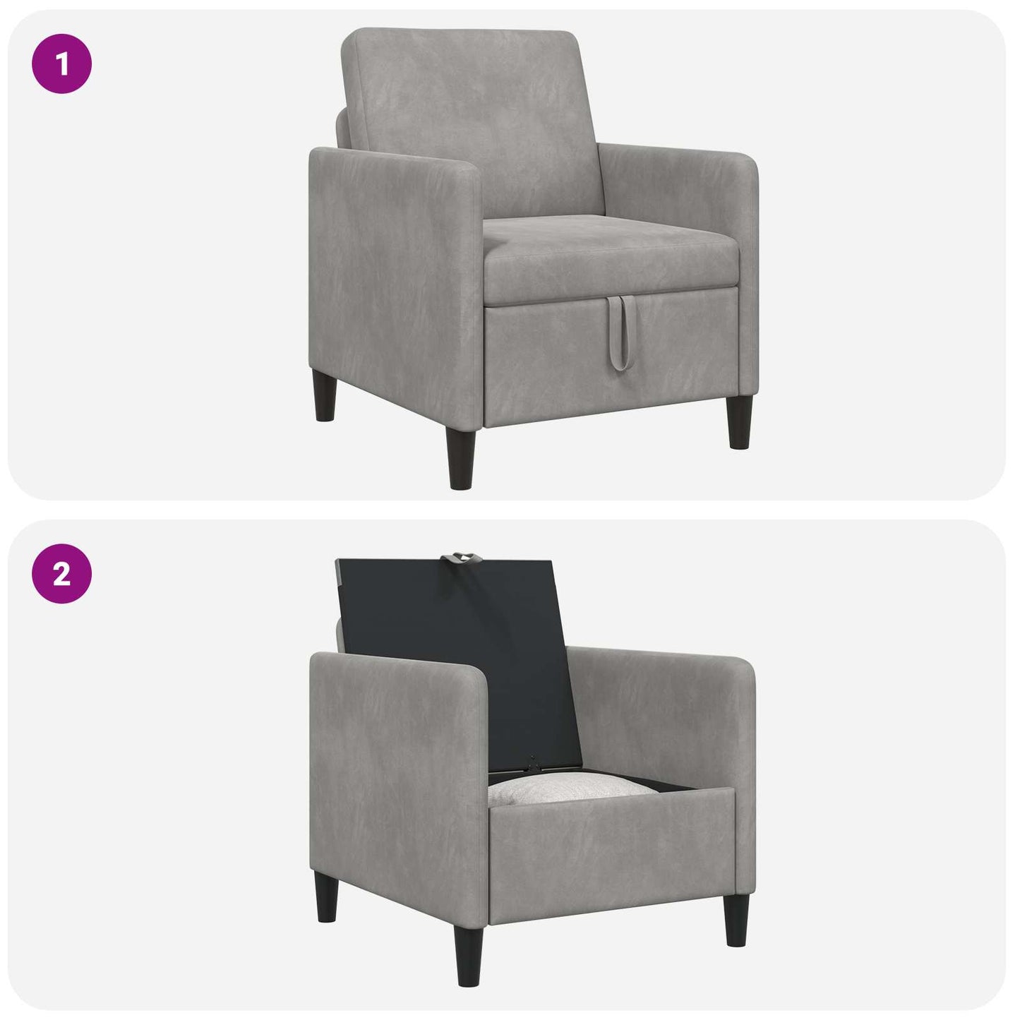 vidaXL Καναπές με Αποθήκευση Ανοιχτό γκρι 72 x 78 x 87 εκ. Πολυεστέρας