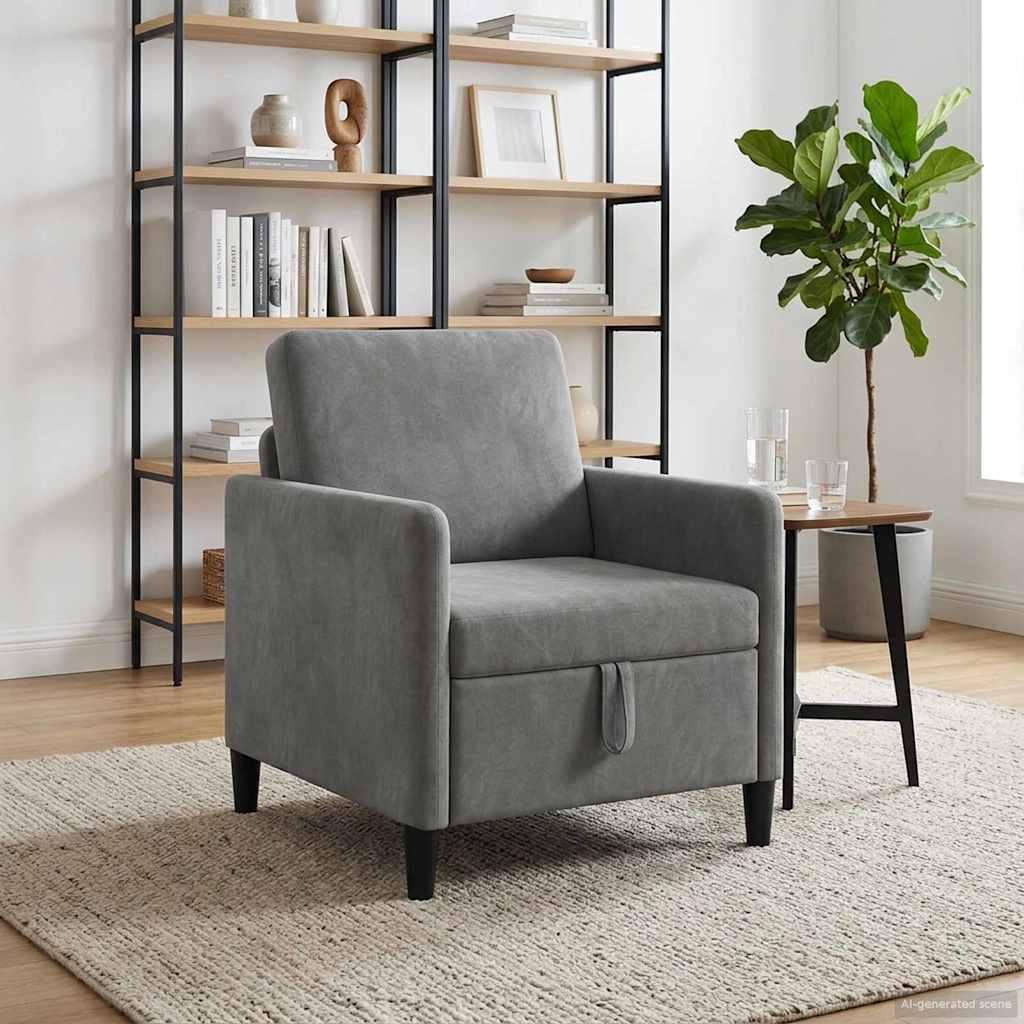 vidaXL Καναπές με Αποθήκευση Σκούρο Γκρι 72 x 78 x 87 εκ. Πολυεστέρας