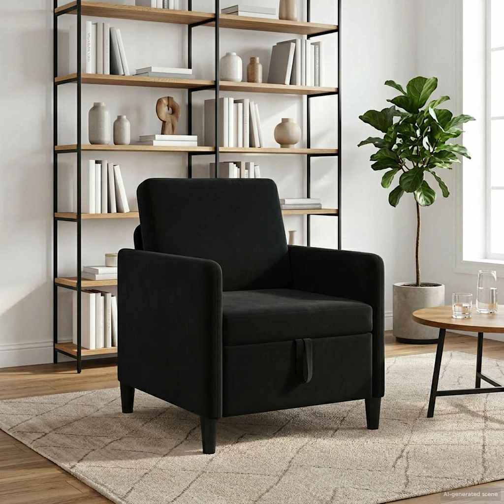 vidaXL Καναπές με Αποθήκευση Μαύρο 72 x 78 x 87 εκ. Πολυεστέρας