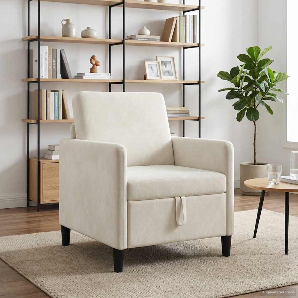 vidaXL Καναπές με Αποθήκευση Κρεμ 72 x 78 x 87 εκ. Πολυεστέρας