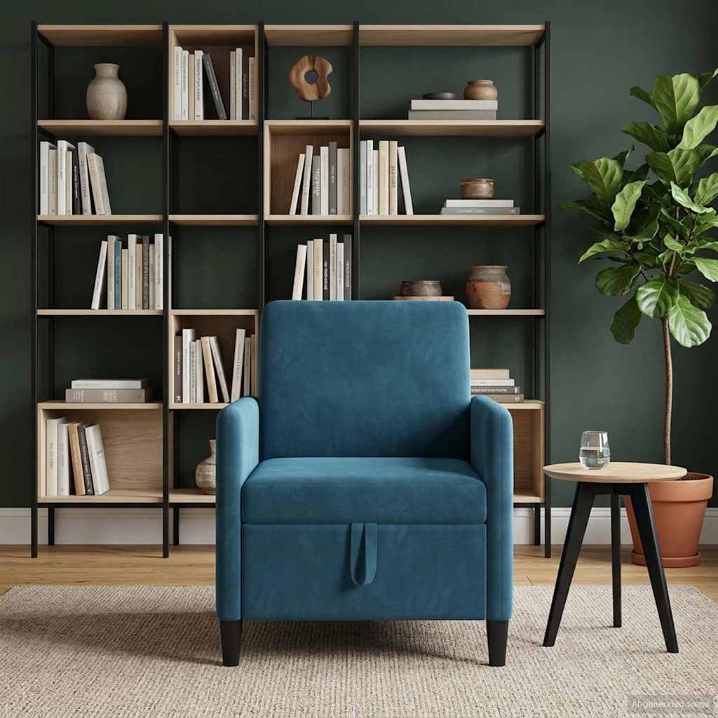 vidaXL Καναπές με Αποθήκευση Μπλε 72 x 78 x 87 εκ. Πολυεστέρας