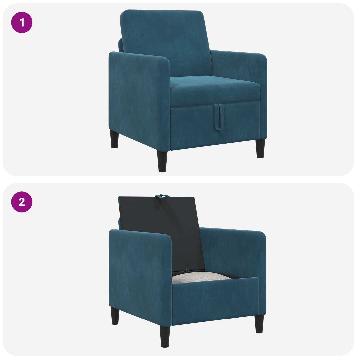 vidaXL Καναπές με Αποθήκευση Μπλε 72 x 78 x 87 εκ. Πολυεστέρας