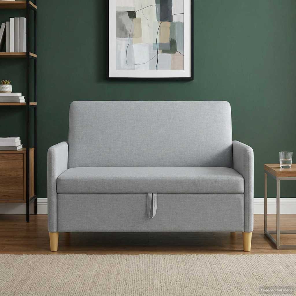 vidaXL Καναπές με Αποθήκευση Ανοιχτό γκρι 122 x 78 x 87 εκ Πολυεστέρας