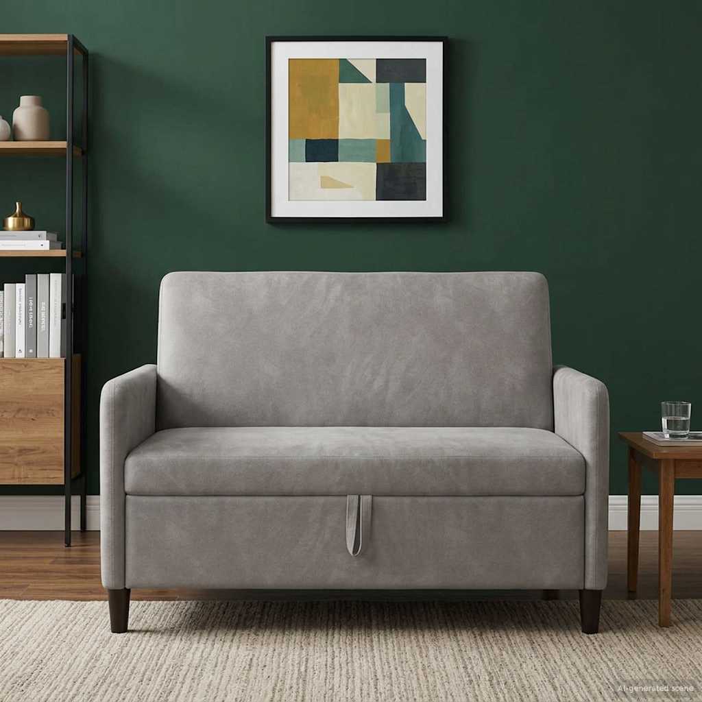 vidaXL Καναπές με Αποθήκευση Ανοιχτό γκρι 122 x 78 x 87 εκ Πολυεστέρας