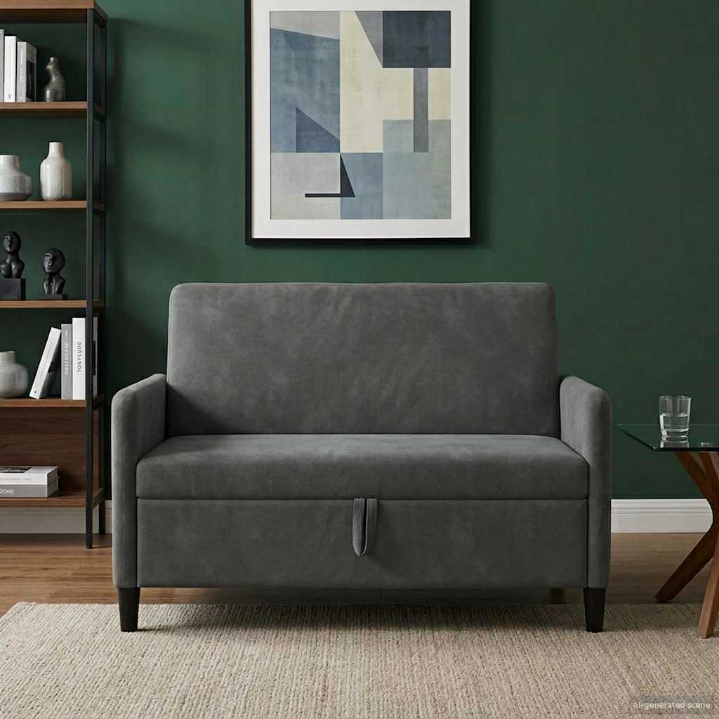 vidaXL Καναπές με Αποθήκευση Σκούρο Γκρι 122 x 78 x 87 εκ Πολυεστέρας