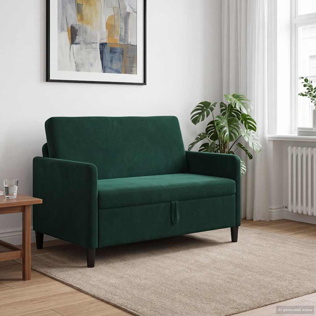 vidaXL Καναπές με Αποθήκευση Σκούρο Πράσινο 122 x 78 x 87 εκ
