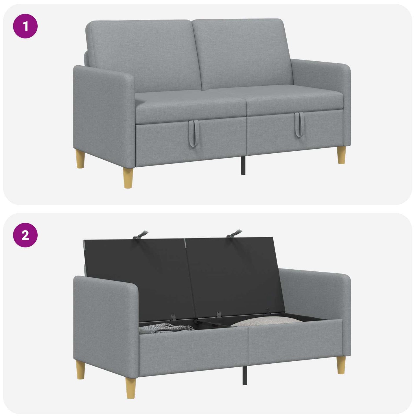 vidaXL Καναπές με Αποθήκευση Ανοιχτό γκρι 152 x 78 x 87 εκ Πολυεστέρας