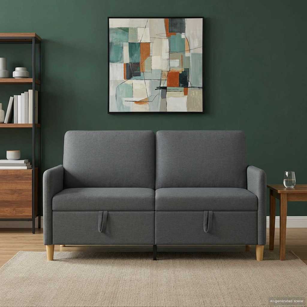 vidaXL Καναπές με Αποθήκευση Σκούρο Γκρι 152 x 78 x 87 εκ Πολυεστέρας